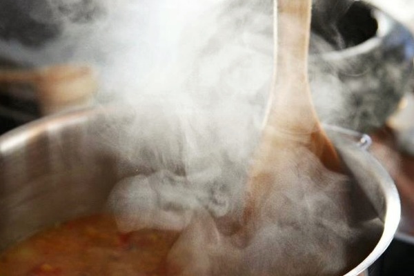 Dal, Sopa de lentilhas vermelhas indiana - Cozinhando, fumaça